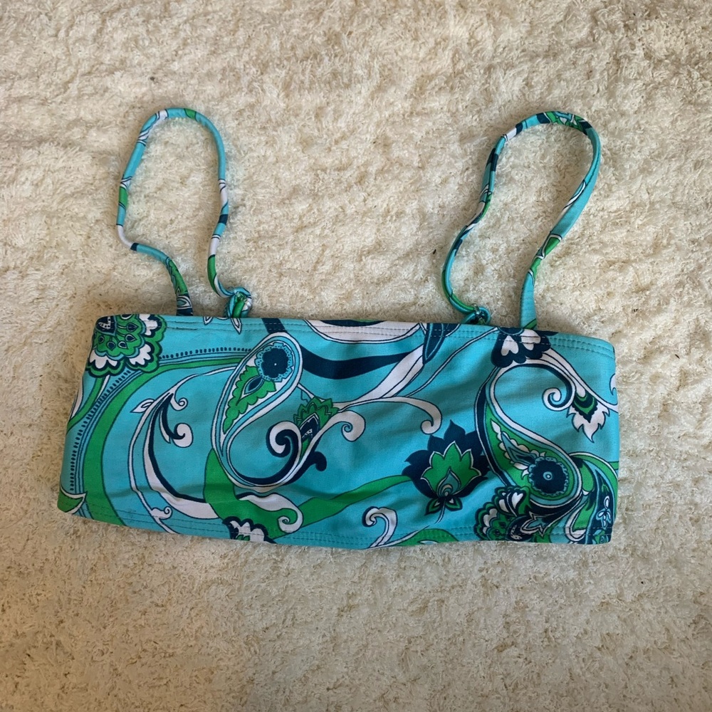 vintage blue paisley bikini top